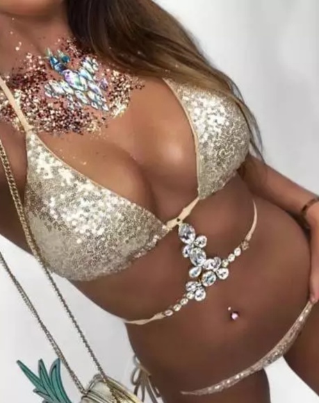 Shé by Shelé BOUTIQUE Item Other - NEW Gold Sexy Sequined Bikini